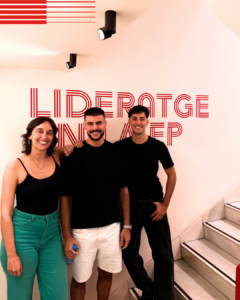 Aina Morera, Gerard Truyols i Rubén Viñas durant la Jornada de Lideratge de Prat FP